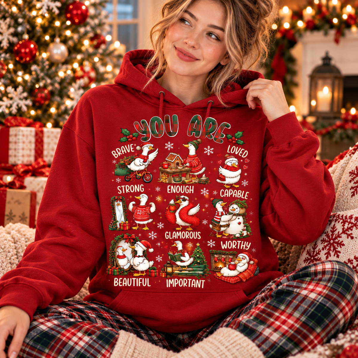 Christmas Goose Shirt – You Are Enough Holiday Sweatshirt & Hoodie